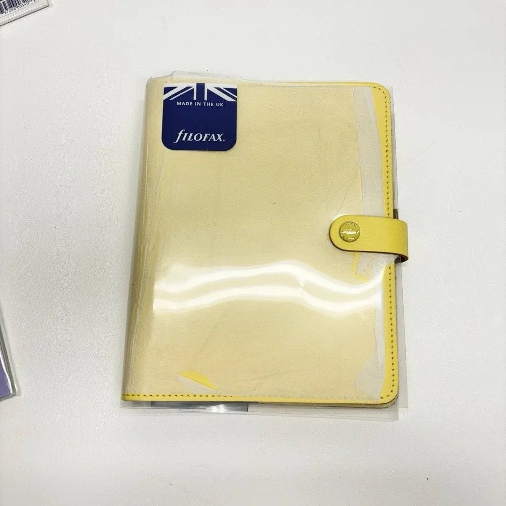 Filofax The Original A5 Leather Organiser Yellow Made in UK w/ Extras READ DESCR